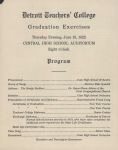 Detroit Teachers College Graduation Program First Page, 1922