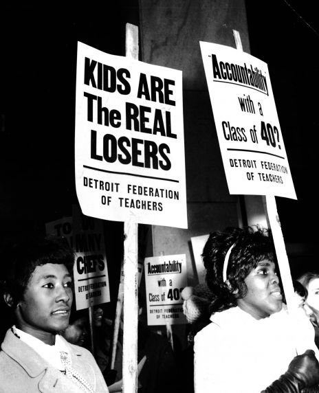 Teachers strike, pickets, Detroit, Michigan