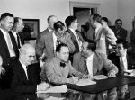 (11495) Contract Signing, Ford Strike, Dearborn, Michigan, 1941