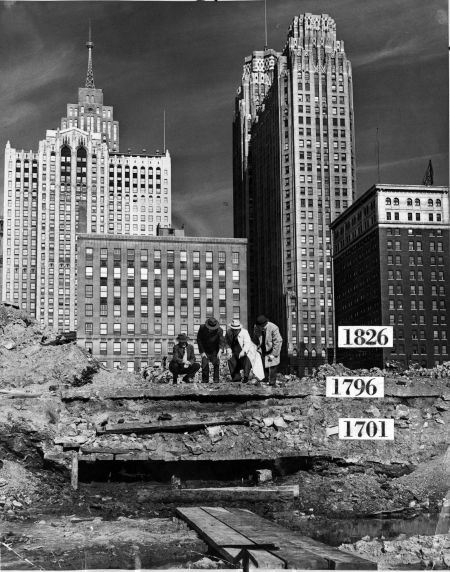 (1673) Historical, Excavations, Downtown Detroit, 1947