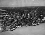 (1732) Skyline, Detroit, Riverfront, Downriver View, 1950
