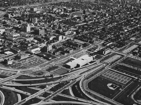 Campus, aerial view, Detroit, Michigan