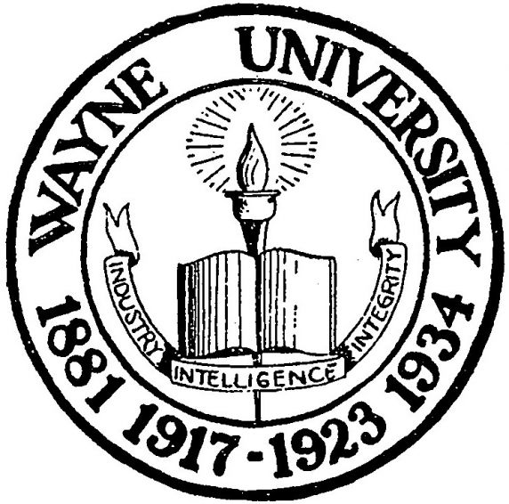 (28394), University seal, Wayne University, Detroit, Michigan, 1935.