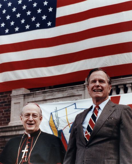 (28777) Presidents, George H.W. Bush, Cardinal Edmund Szoka, Hamtramck, 1989