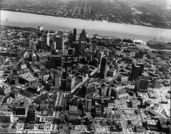 (2898) Skyline, Detroit, Land View, Downtown, 1959
