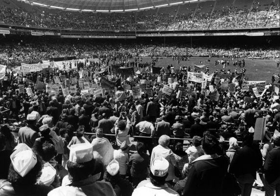 (29328) Attendees, Rally for Jobs Now, Robert F. Kennedy Stadium, Washington, D.C., 1975