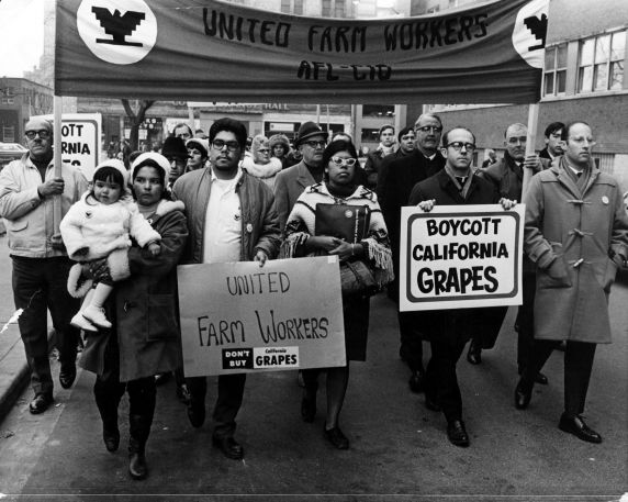 Walter P. Reuther Library (303) Supporters of the Grape Boycott march ...