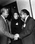 (30859) Nelson Mandela, SEIU International Vice President Bill Stodghill, Laura Randolph, 1991