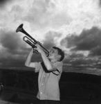 (32338) Family Camp, Merrill-Palmer Summer Camp, Boy Playing Trumpet
