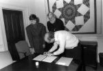 (32370) Signing Ceremony for Joe Hill's Ashes, Utah Phillips, Fred Lee, Trudy Peterson, 1988