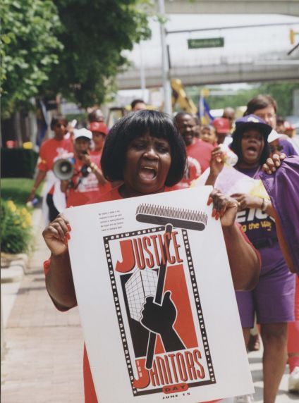 (32533) Justice for Janitors living wage rally, Local 79, Detroit MI, 1998