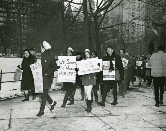 (32660) Supporters of AFSCME Local 371's 1965 strike march in New York