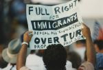 (32798) Immigration sign at a Labor Day rally, Milwaukee, 1996