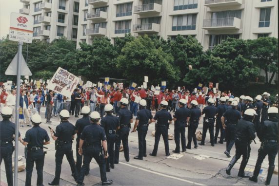 (32905) Justice for Janitors protest at Century City, Los Angeles CA, 1990