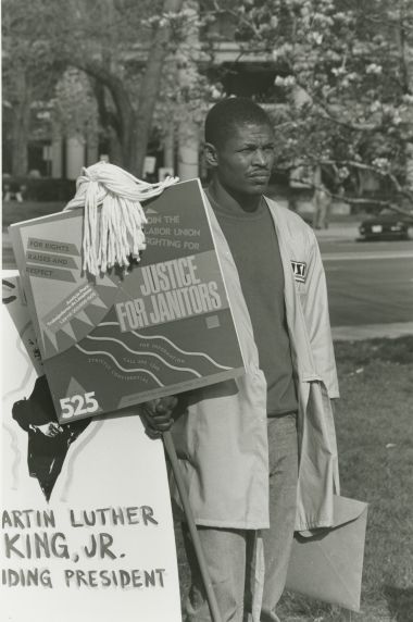 (32955) Justice for Janitors rally, demonstrator, Washington D.C., 1989
