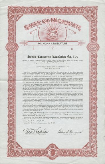 (33750) Michigan Senate resolution