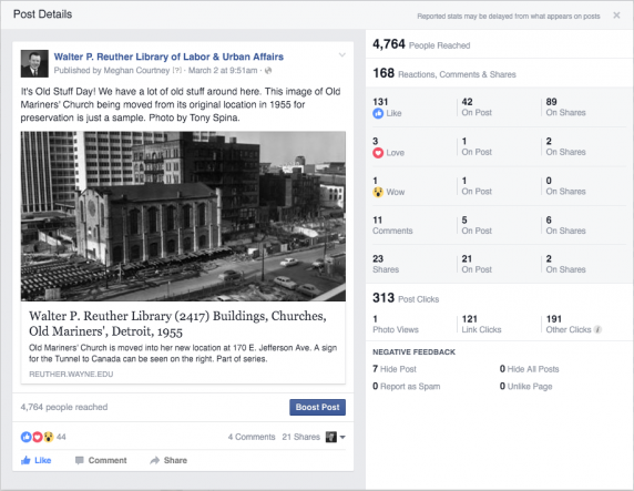 (34293) Facebook Insights, Post Details, Old Mariners' Church