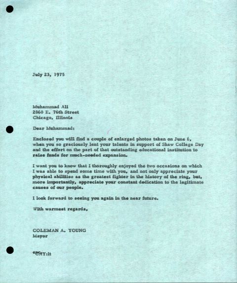 (34367) Coleman A. Young to Muhammad Ali, July 23 1975