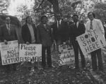 (35042) Richard Chavez and picketers, Michigan, circa 1970s.