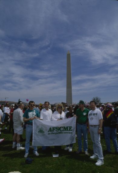 (35999) Gay Rights Parade, AFSCME Banner, Washington, DC, 1993
