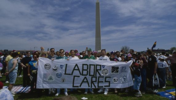 (36003) AFSCME, Labor Cares Banner, Gay Rights Parade, 1993