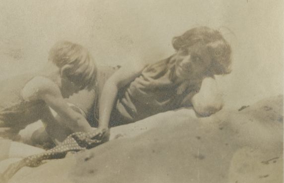 (37645) Matilda and Vita on the beach, [Massachusetts], probably 1921.