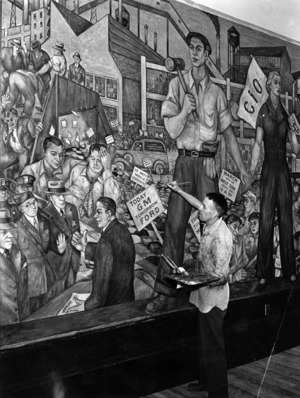 (3825) Walter Speck, WPA / FAP, mural, Local 174, Detroit, Michigan