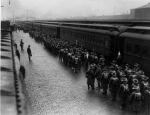 (3957) National Guardsmen, trainstation, Flint, Michigan