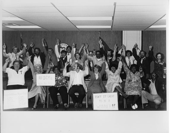(4023) AFSCME Michigan Council 25 project staff celebrate, 1978