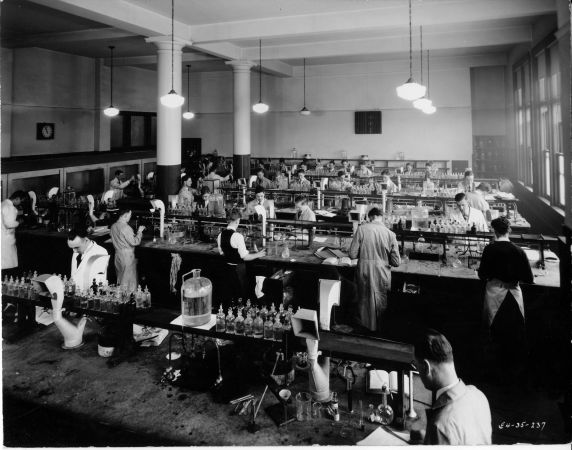 (6677) Classrooms, Interiors, Laboratories, Old Main, c. 1935