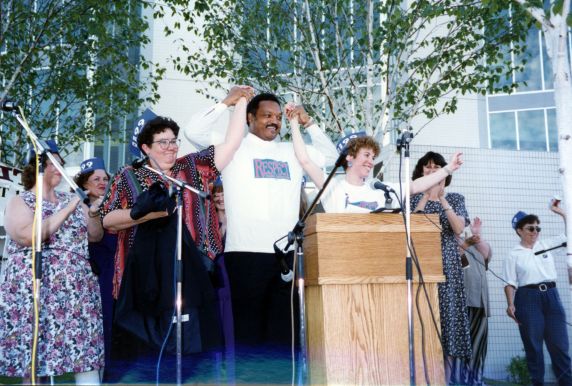 (7386) Local 1199NW, Jesse Jackson, Group Health, rally, Seattle, 1994