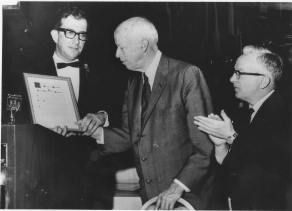(12123) Norman Thomas Accepting an Award from Albert Shanker