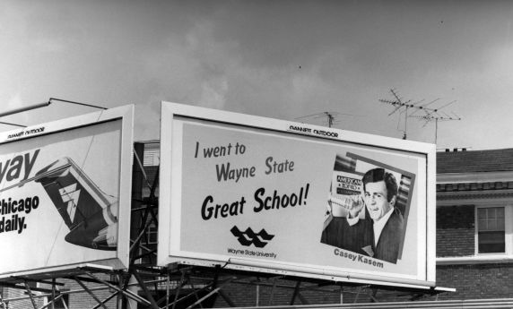 Casey Kasem on Wayne State University billboard, 1980s
