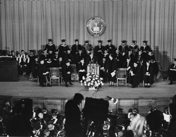President Clarence Hilberry, commencement, Detroit, Michigan