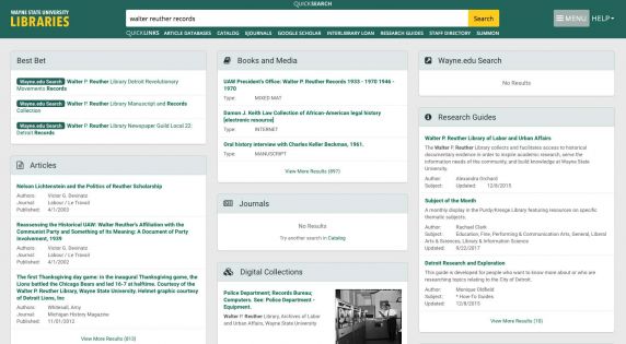 WSULS Catalog Search Results for Walter Reuther Records