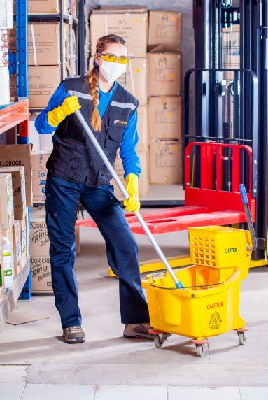 Woman with mop