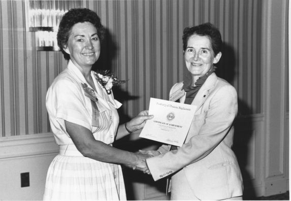 (2626) Helen Morris, Certificate of Achievement, 1986 National Convention