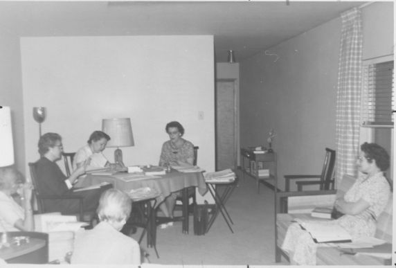 (2693) Pat Brown, Elizabeth Plunkett, Catherine Eiden, 1960 Board Meeting