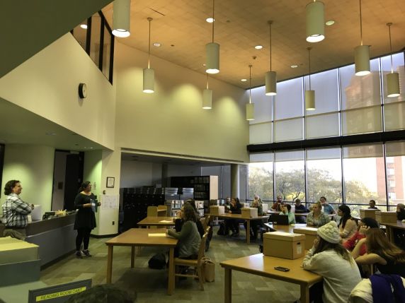 Students in the Reuther reading room