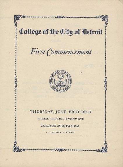 College of the City of Detroit Commencement Program Cover Page, 1925