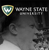 profile portrait of Walter Reuther with Wayne State University logo overlay used for project branding purposes